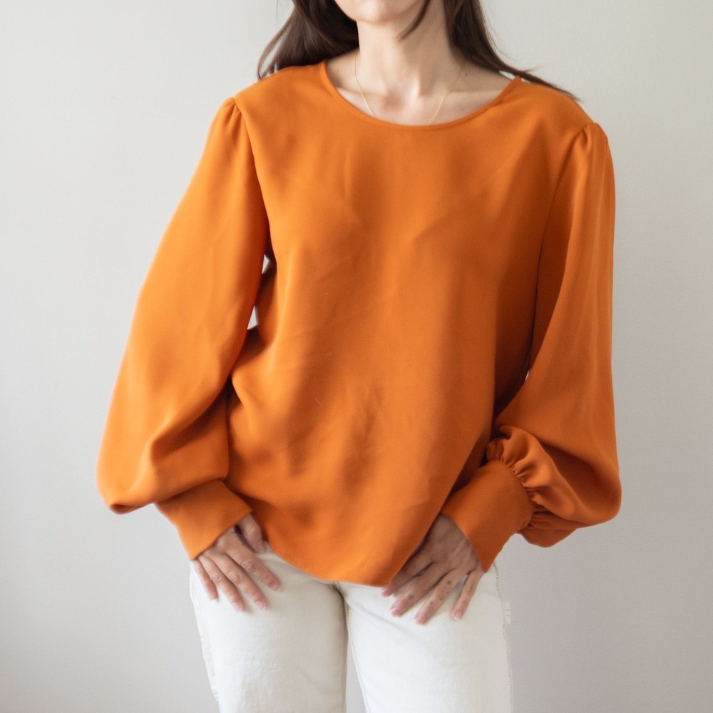 Aritzia Babaton Contemporary Moda Orange Long-Sleeved Blouse Size S Fall